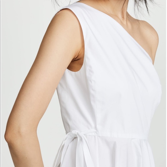 Rosetta Getty One-Shoulder Pleated Cotton Midi Dre - Picture 5 of 6